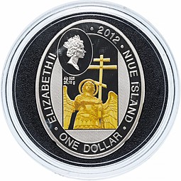 Монета 1 доллар 2012 Часовни мира - Иверская часовня в Москве Острова Ниуэ