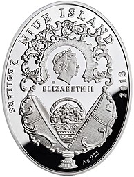 Монета 2 доллара 2013 Императорские яйца Фаберже - Московский Кремль Ниуэ