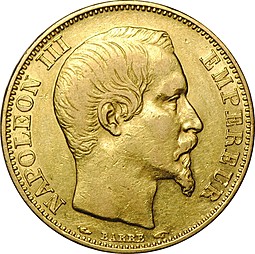 Монета 20 франков 1853 А Франция