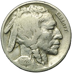 Монета 5 центов 1928 D США