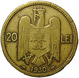 Монета 20 леи 1930 Румыния