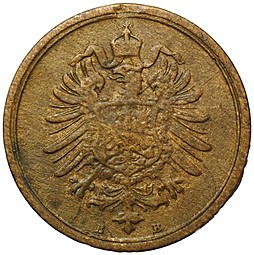 Монета 1 пфеннинг 1875 В Германия