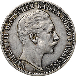 Монета 3 марки 1909 А Пруссия Германия