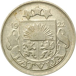Монета 20 сантимов 1922 Латвия