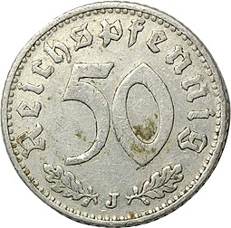 Монета 50 пфеннигов 1933 J Германия