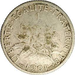 Монета 1 франк 1901 Франция