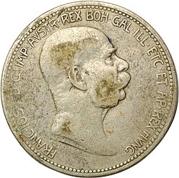 Монета 1 крона 1908 60 лет правления Австрия