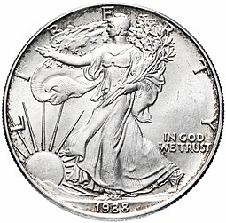 Монета 1 доллар 1988 Шагающая свобода США
