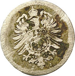 Монета 5 пфеннингов 1875 J Германия
