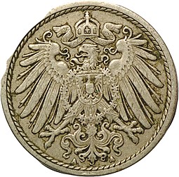 Монета 5 пфеннингов 1911 A Германия