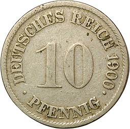 Монета 10 пфеннингов 1900 Германия