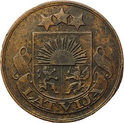 Монета 2 сантима 1928 Латвия
