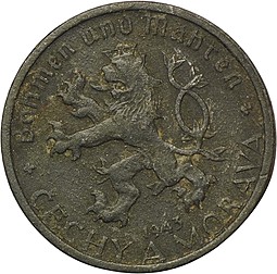 Монета 10 геллеров 1943 Богемия и Моравия Чехия