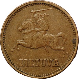 Монета 1 цент 1936 Литва
