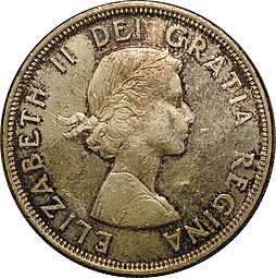 Монета 1 доллар 1964 Шарлоттаун и Квибек 1864 100 лет федерации Канада