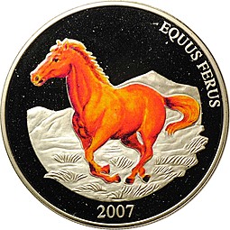 Монета 500 тугриков 2007 Дикая Лошадь (Equuserus) Монголия