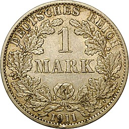 Монета 1 марка 1911 А Германия