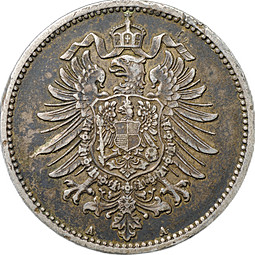 Монета 1 марка 1881 А Германия
