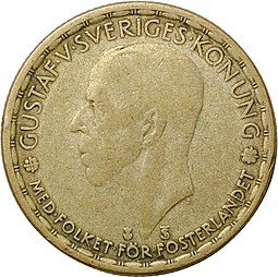 Монета 1 крона 1946 Швеция