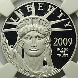 Монета 100 долларов 2009 Либерти платина США