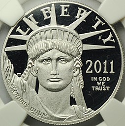 Монета 100 долларов 2011 Либерти платина США