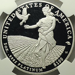 Монета 100 долларов 2011 Либерти платина США