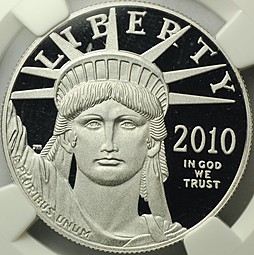 Монета 100 долларов 2010 Либерти платина США