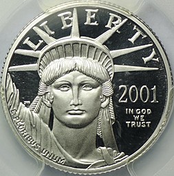 Монета 25 долларов 2001 Либерти платина США