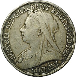 Монета 1 крона 1893 Великобритания
