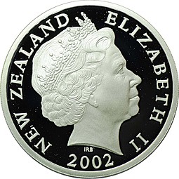 Монета 5 долларов 2002 Дельфин Гектора серебро Новая Зеландия