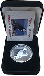 Монета 5 долларов 2002 Дельфин Гектора серебро Новая Зеландия
