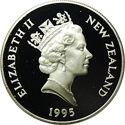 Монета 5 долларов 1995 Новозеландский туи серебро Новая Зеландия