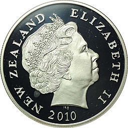 Монета 5 долларов 2010 Дельфин мауи серебро Новая Зеландия