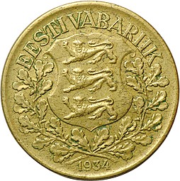 Монета 1 крона 1934 Эстония