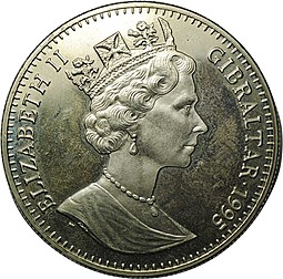 Монета 1 крона 1996 Олимпиада Атланта - Метание копья Гибралтар