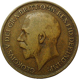 Монета 1 пенни 1918 Великобритания