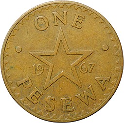 Монета 1 песева 1967 Гана
