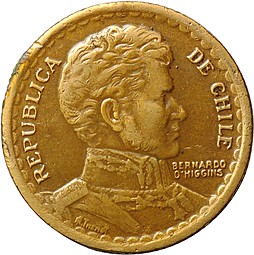 Монета 1 песо 1949 Чили