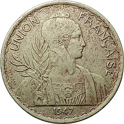 Монета 1 пиастр 1947 Французский Индокитай