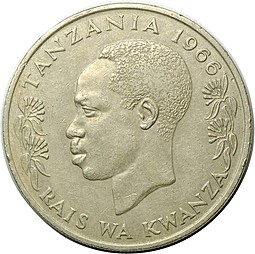 Монета 1 шиллинг 1966 Танзания