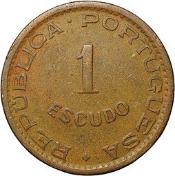 Монета 1 эскудо 1965 Мозамбик