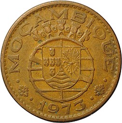 Монета 1 эскудо 1973 Мозамбик