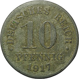 Монета 10 пфеннингов 1917 Германия