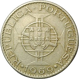 Монета 10 эскудо 1969 Ангола