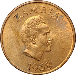 Монета 2 нгвее 1968 Замбия