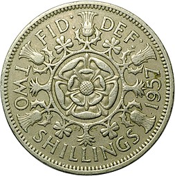 Монета 2 шиллинга 1957 Великобритания