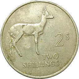 Монета 2 шиллинга 1964 Замбия