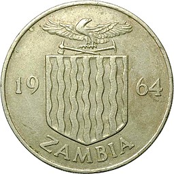 Монета 2 шиллинга 1964 Замбия