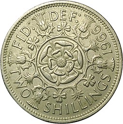 Монета 2 шиллинга 1966 Великобритания