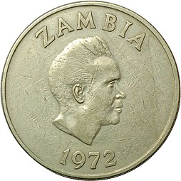 Монета 20 нгвее 1972 Замбия